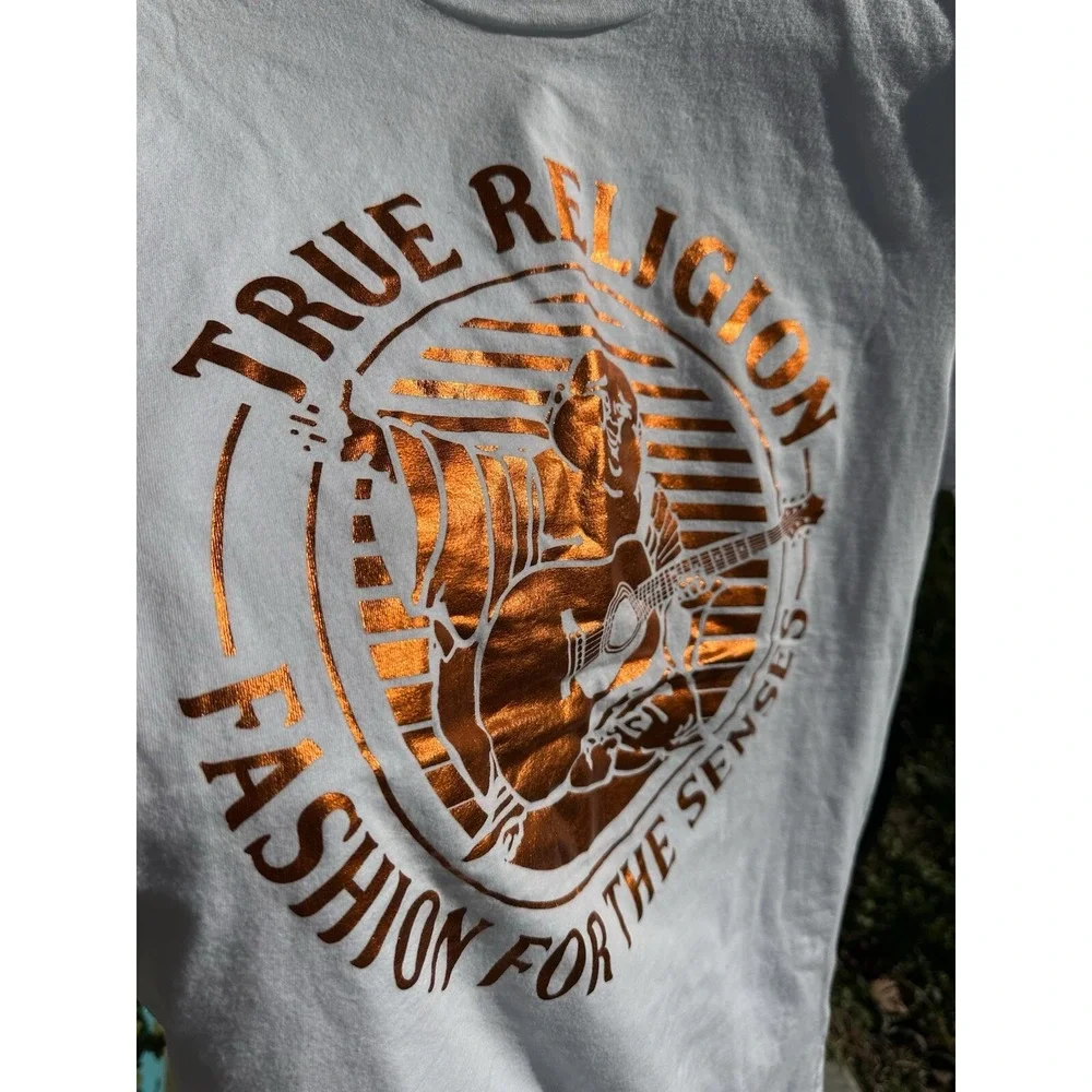 New TRUE RELIGION MEN Hitch Hike Buddah CREW NECK SHORT SLEEVE T-SHIRT  M Medium